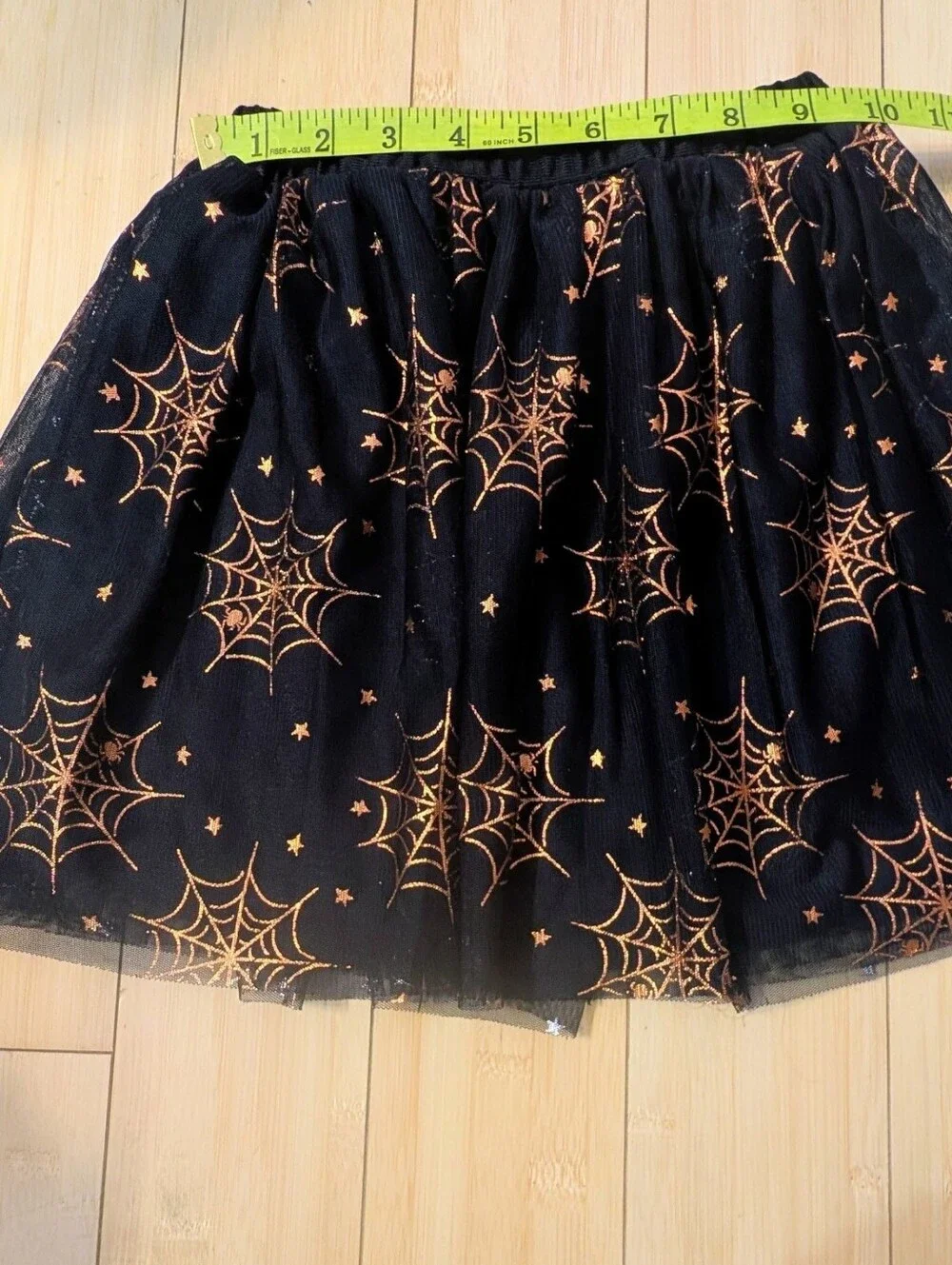 Wonder Nation Kids Black W/Orange Halloween Spiderweb Star Tulle Skirt- Sz 6-6X​